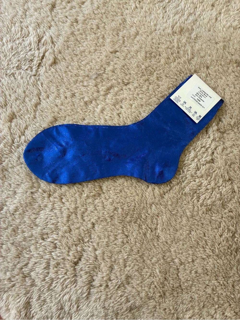 Maria La Rosa silk laminated socks cobalt blue NWT designer luxury